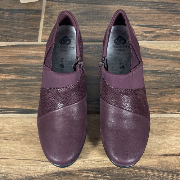 Clarks Caddell Denali Women's Size 6 Shoes Burgundy Zip Comfort Wedge Loafer - Picture 12 of 14